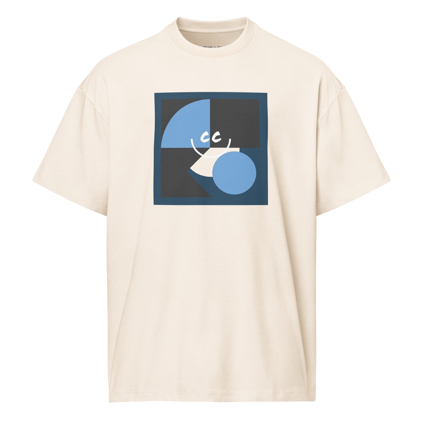 Artistic Expression heavyweight vintage white relaxed t-shirt featuring an abstract Picasso-inspired geometric arrangement and the signature CC smile.
