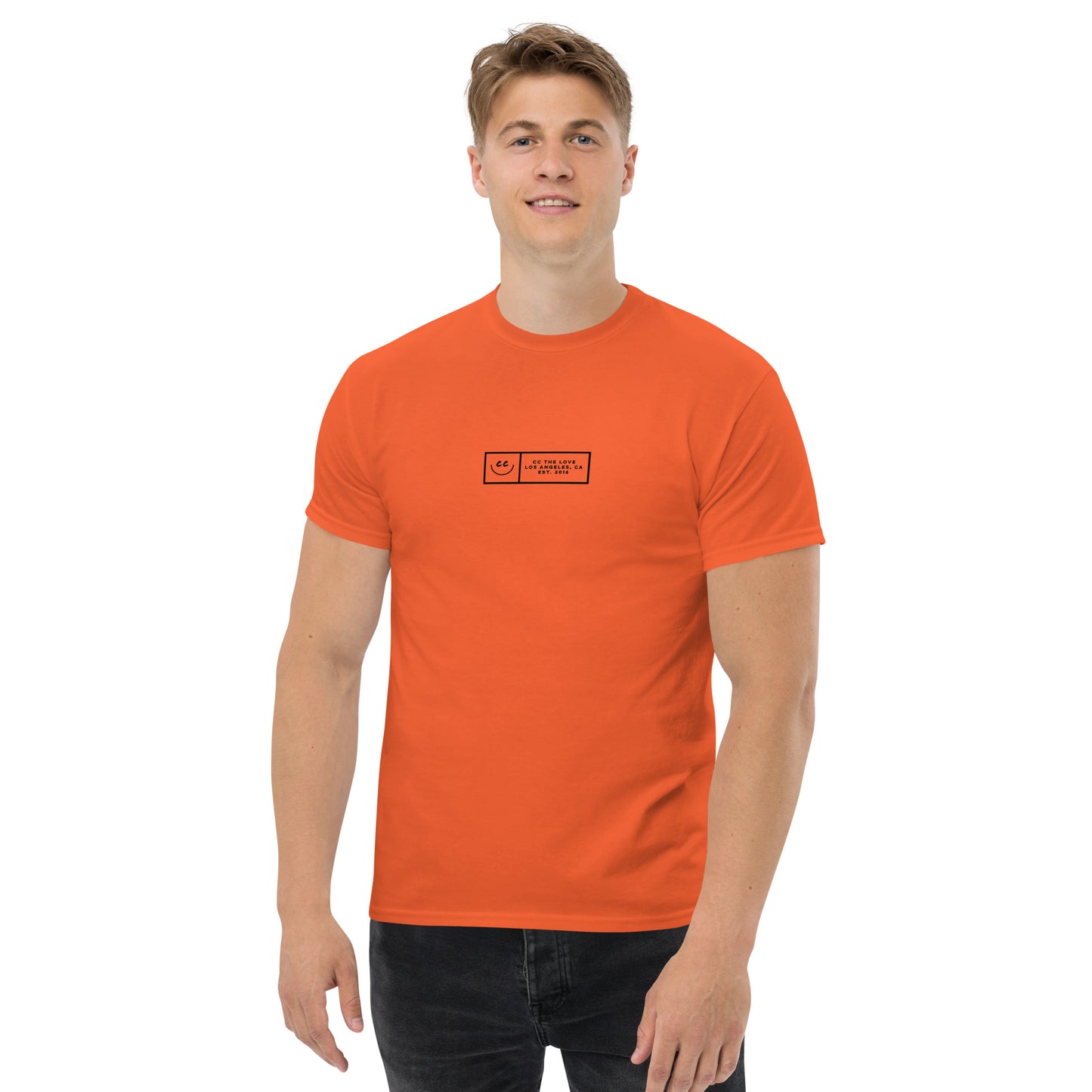 Boxed Smile Tee in Orange - Short Sleeve