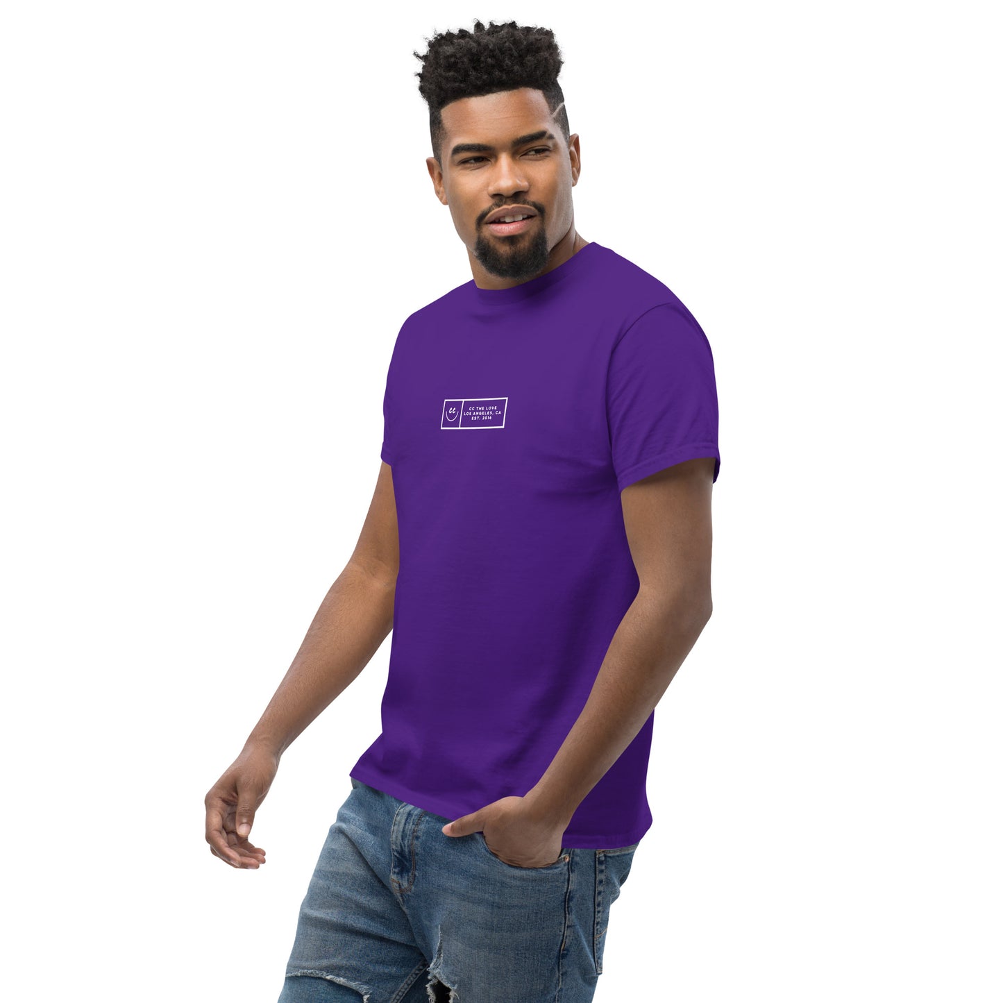 Boxed Smile Tee in Purple - Short Sleeve