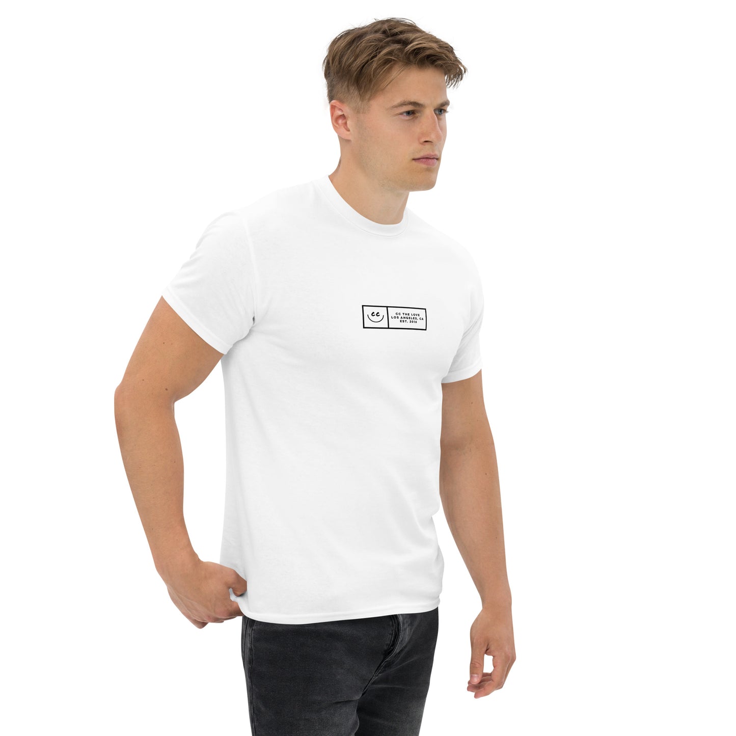 Boxed Smile Tee in White - Short Sleeve