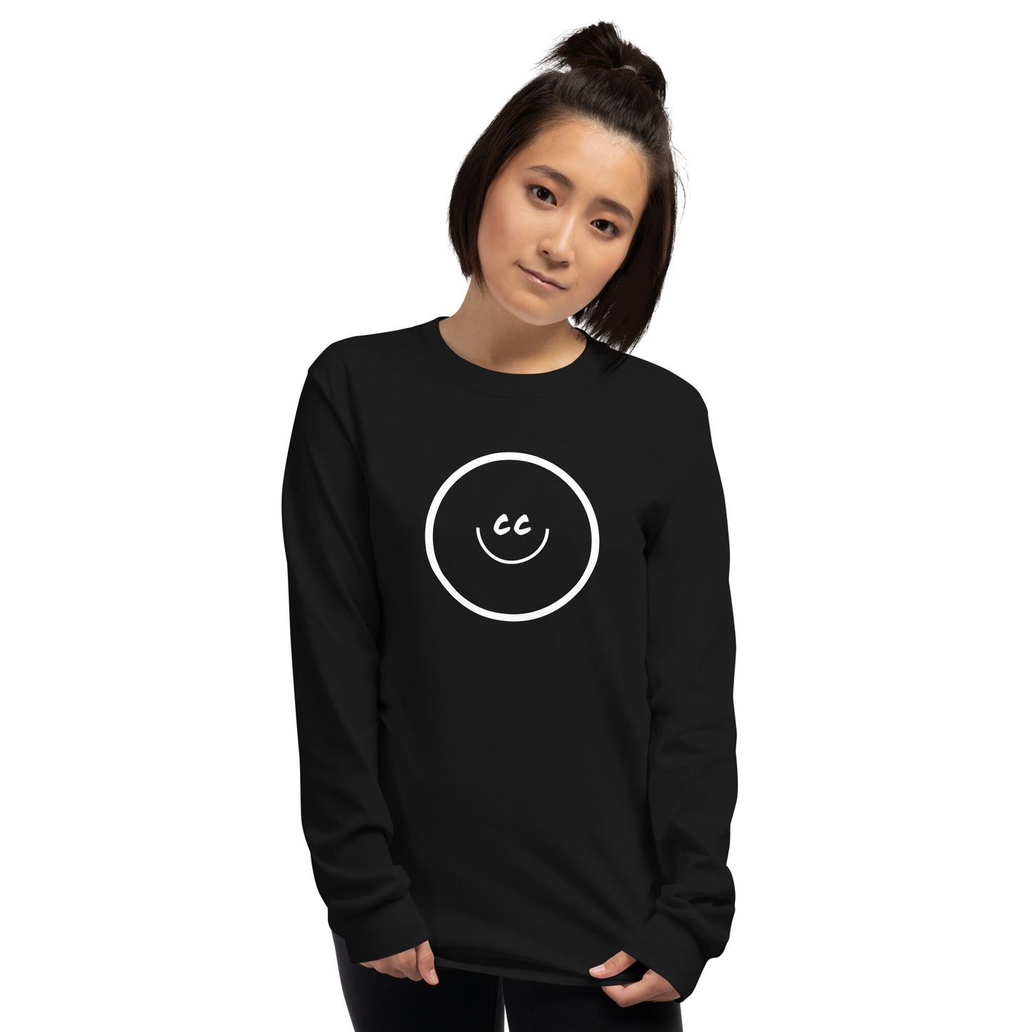 Big Smile Tee in Black - Long Sleeve