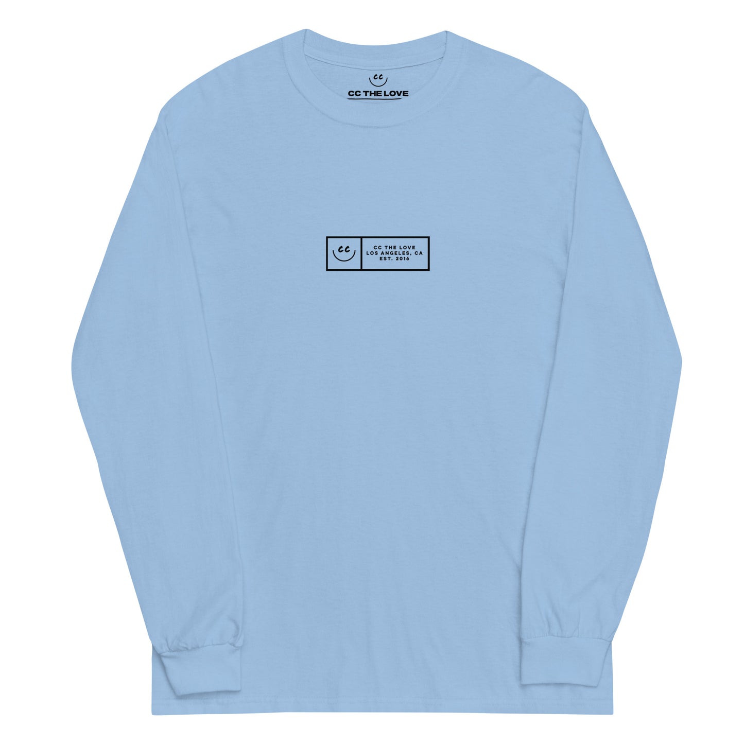 Boxed Smile Tee in Sky Blue - Long Sleeve