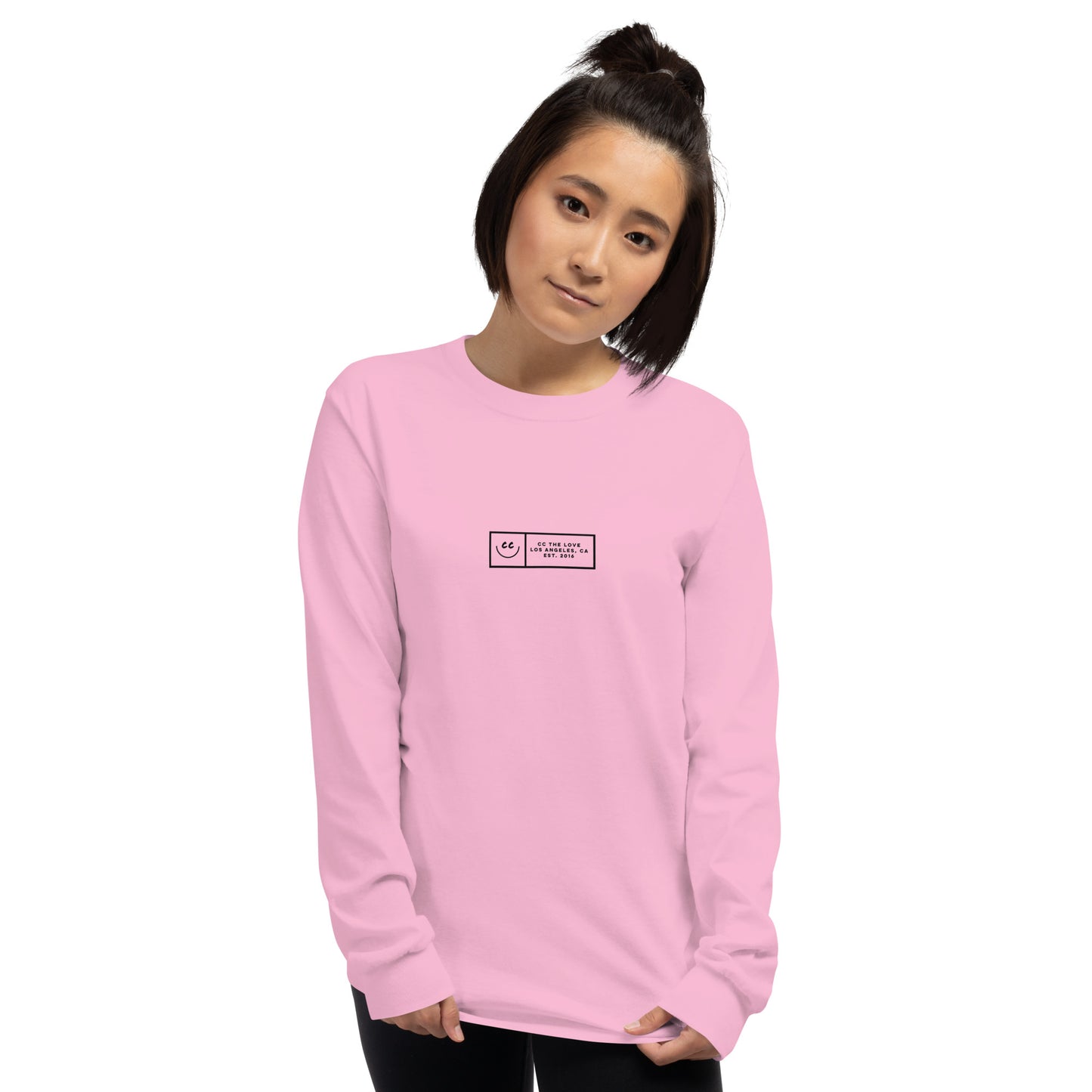 Boxed Smile Tee in Pink - Long Sleeve