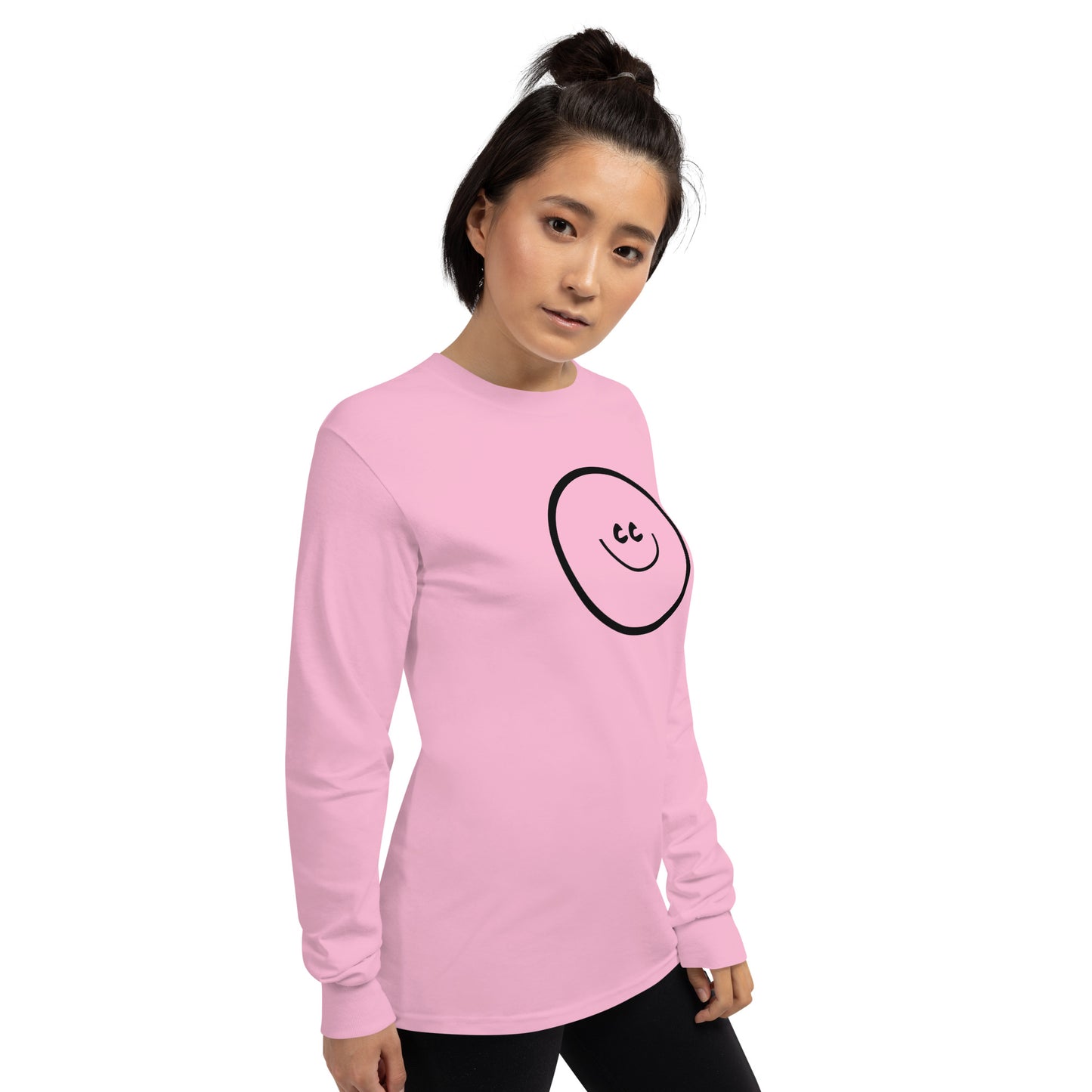 Big Smile Tee in Pink - Long Sleeve