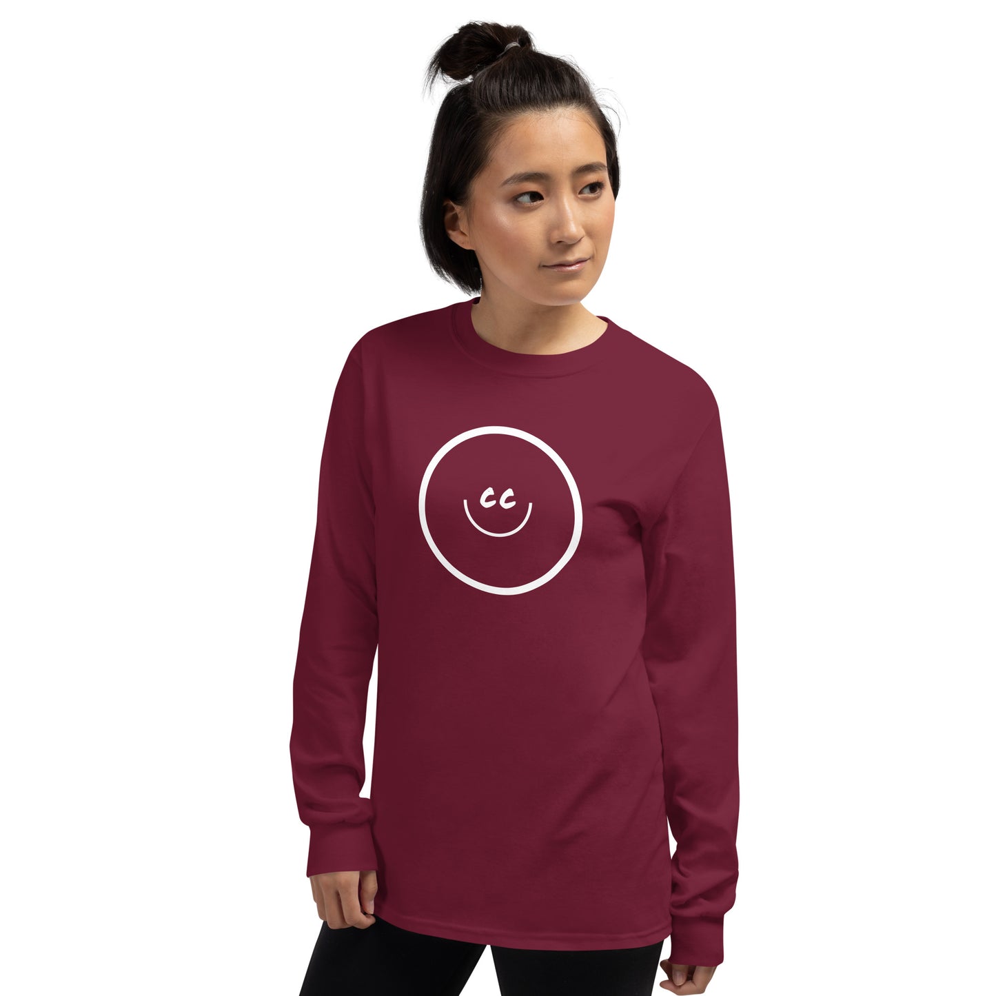 Big Smile Tee in Maroon - Long Sleeve