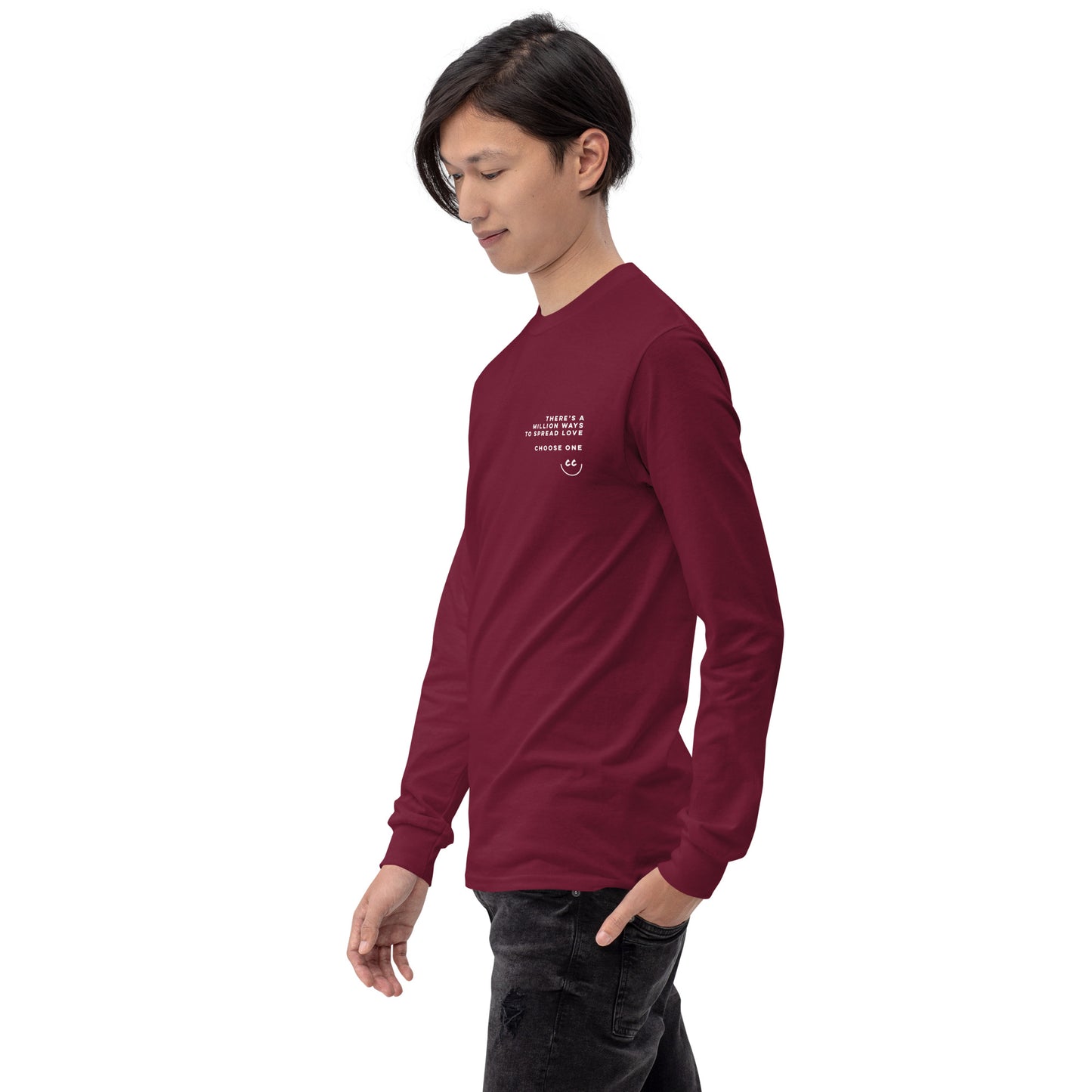 Million Smiles Tee in Maroon - Long Sleeve