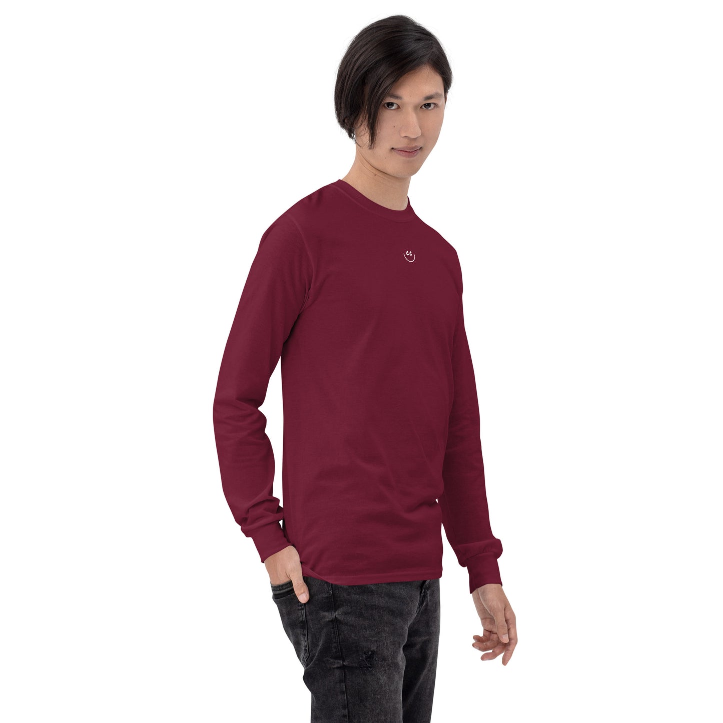 Little Smile Tee in Maroon - Long Sleeve