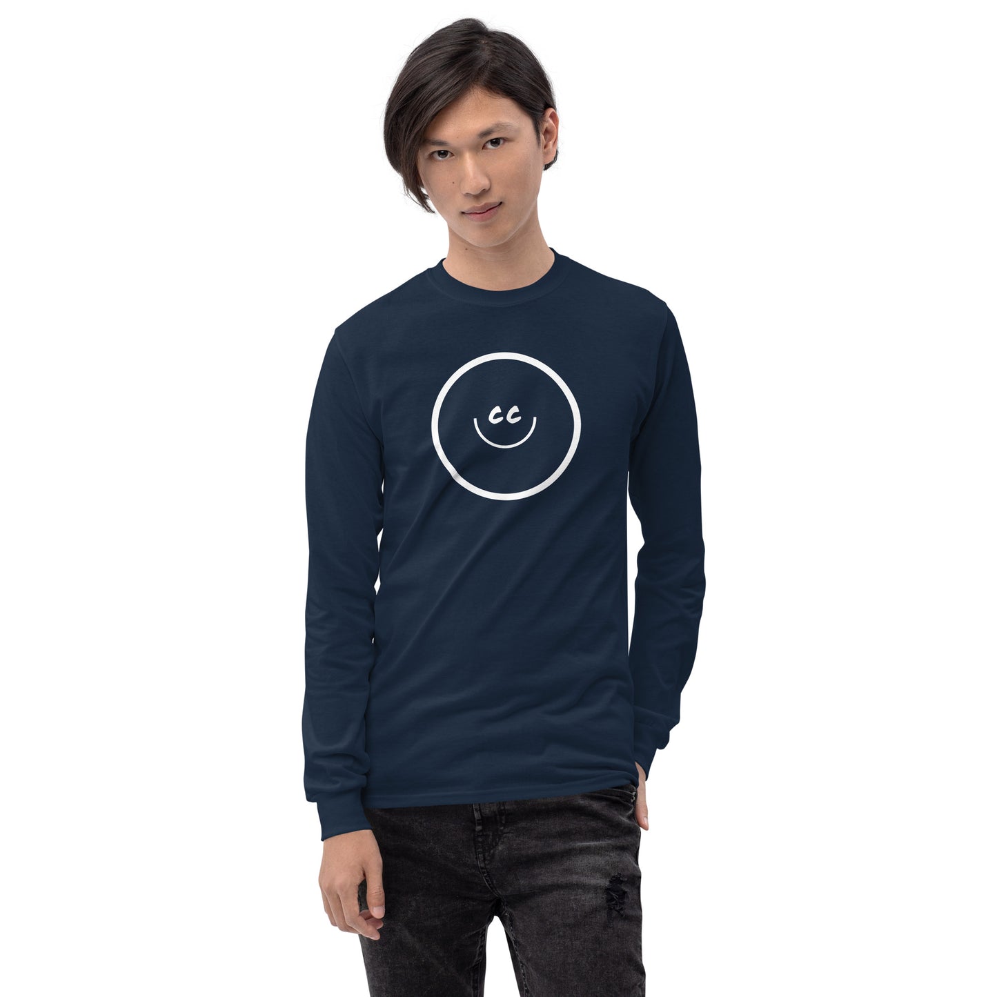 Big Smile Tee in Navy - Long Sleeve