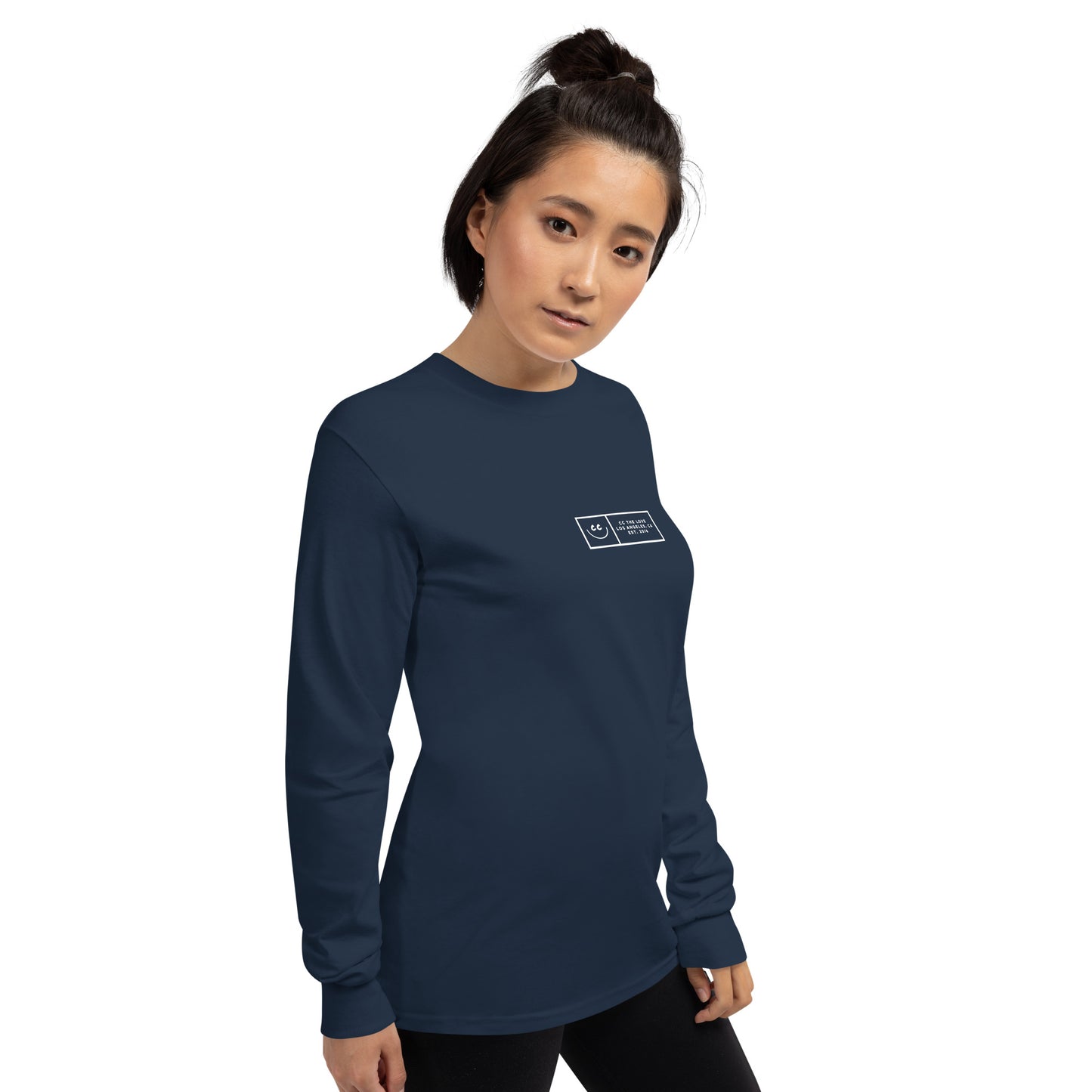 Boxed Smile Tee in Navy - Long Sleeve