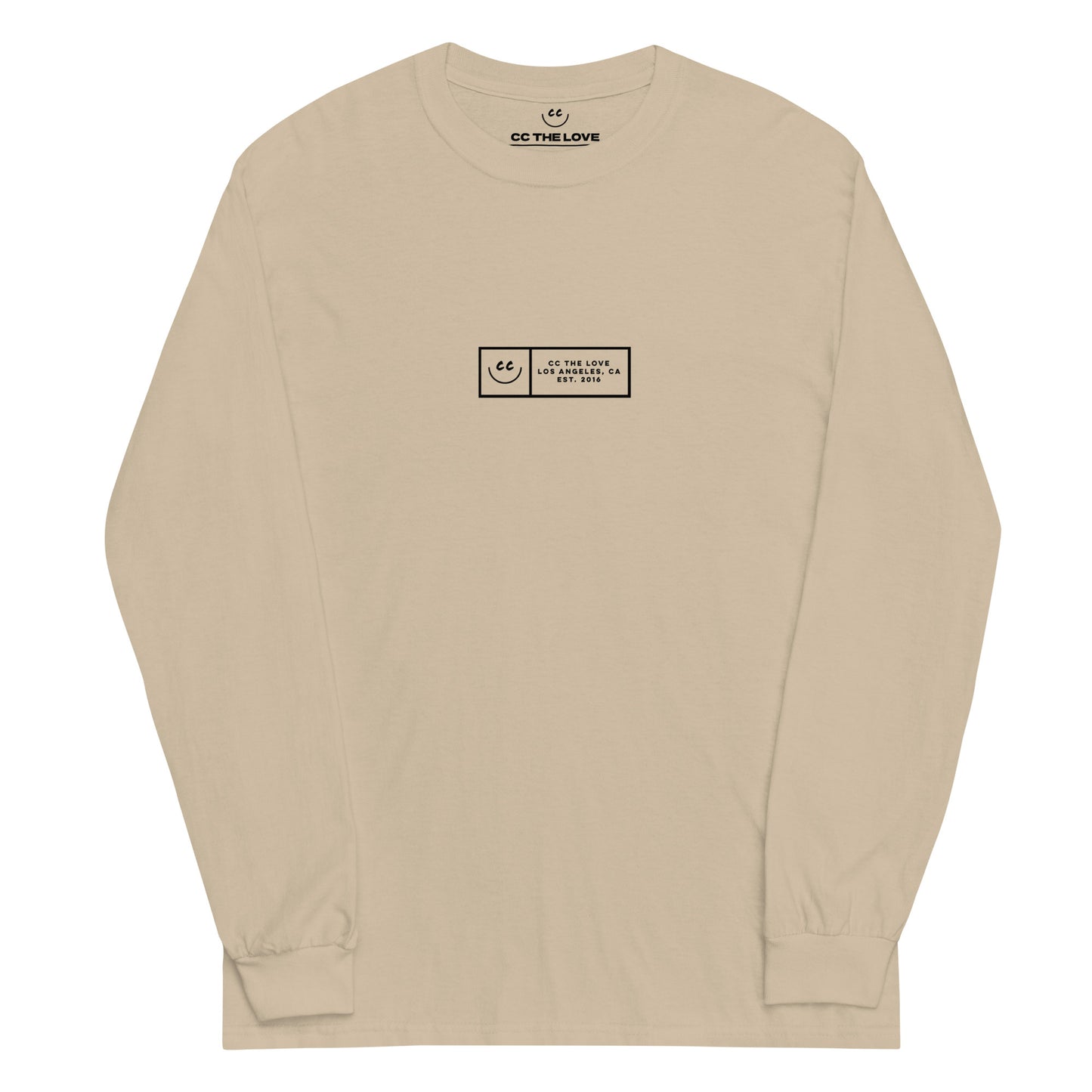 Boxed Smile Tee in Sand - Long Sleeve