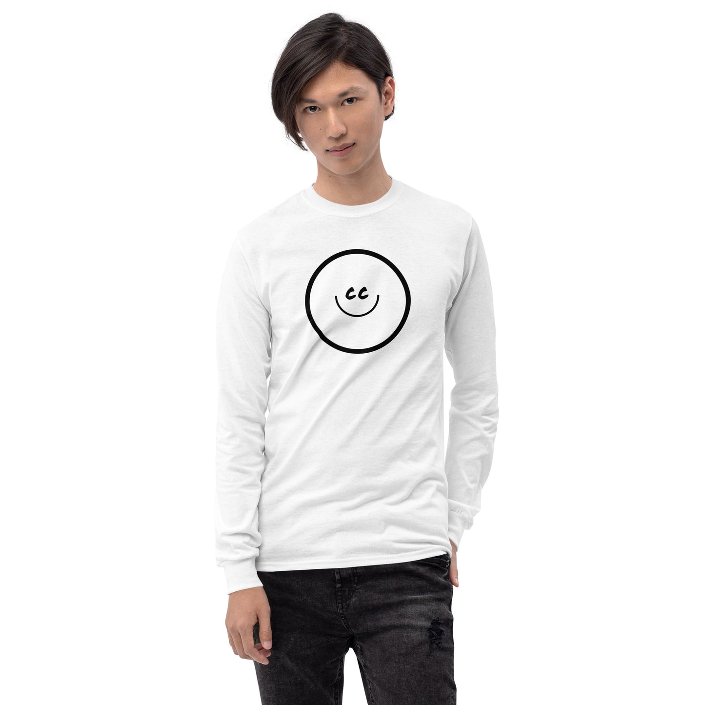 Big Smile Tee in White - Long Sleeve