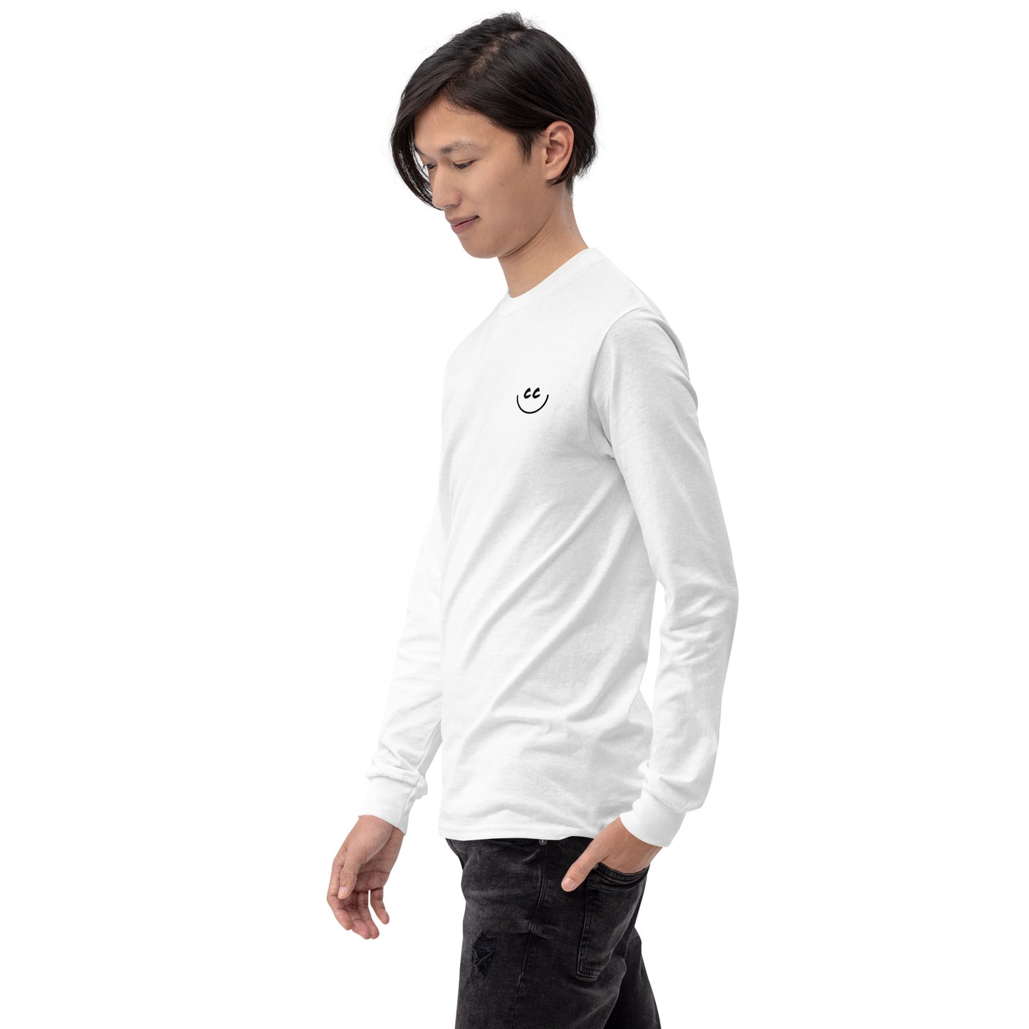 Heart Smile Tee in White - Long Sleeve