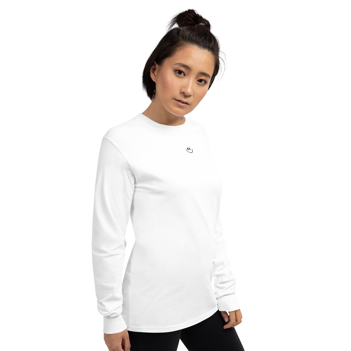 Little Smile Tee in White - Long Sleeve