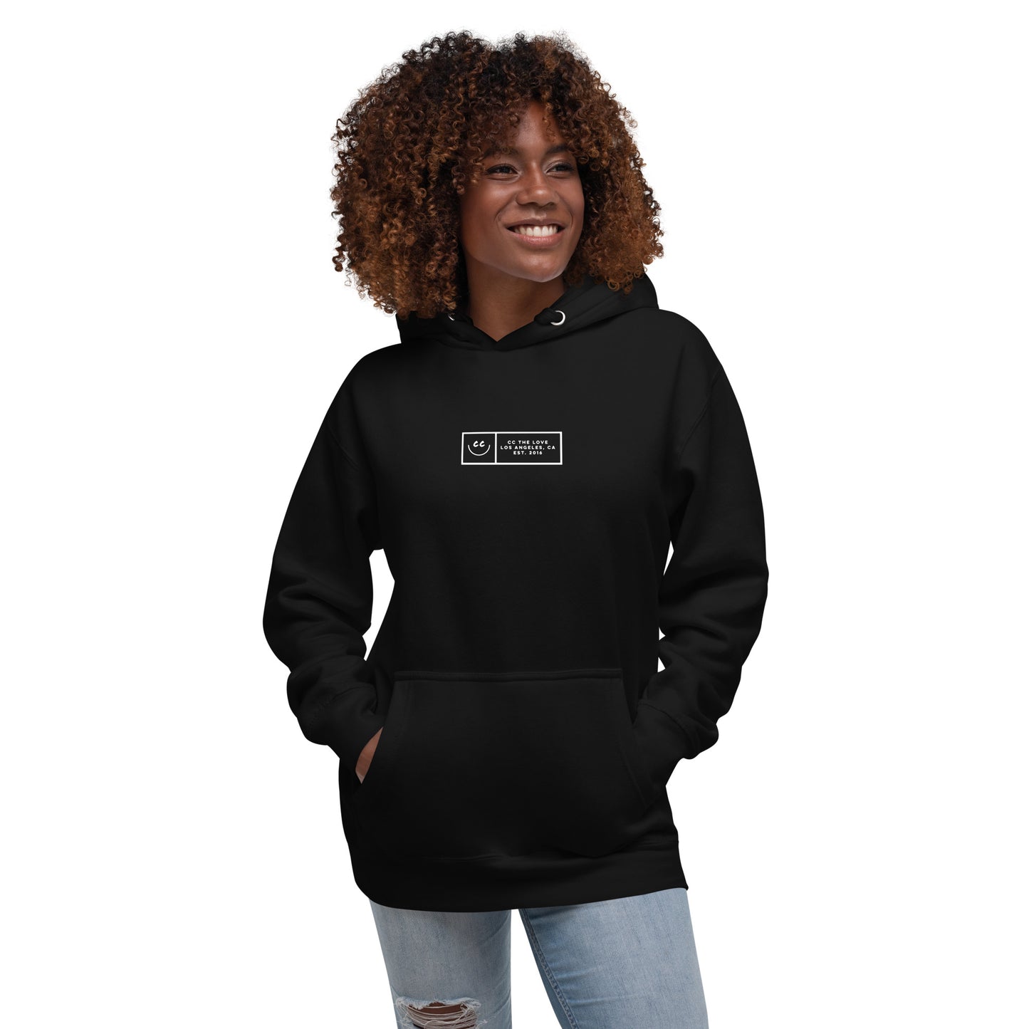 Boxed Smile Fleece in Black - Hoodie