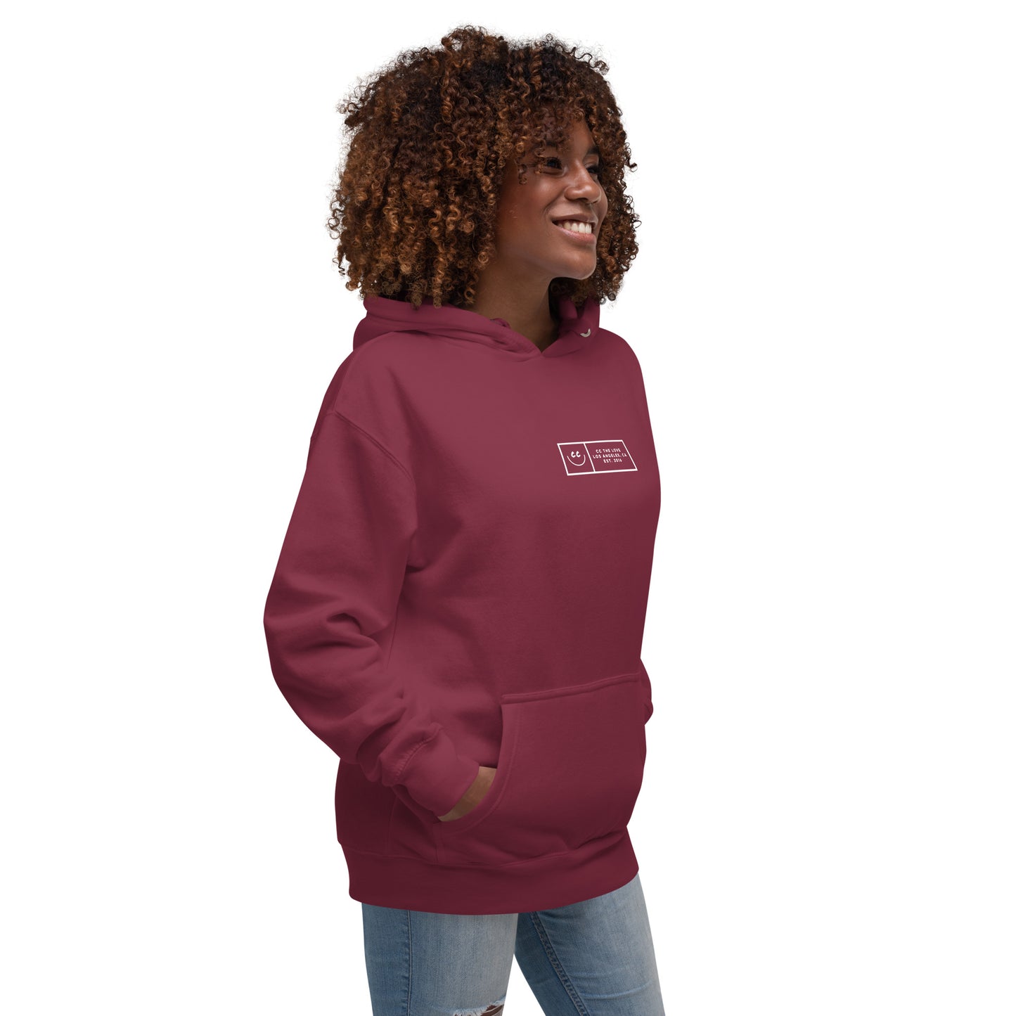 Boxed Smile Fleece in Maroon - Hoodie