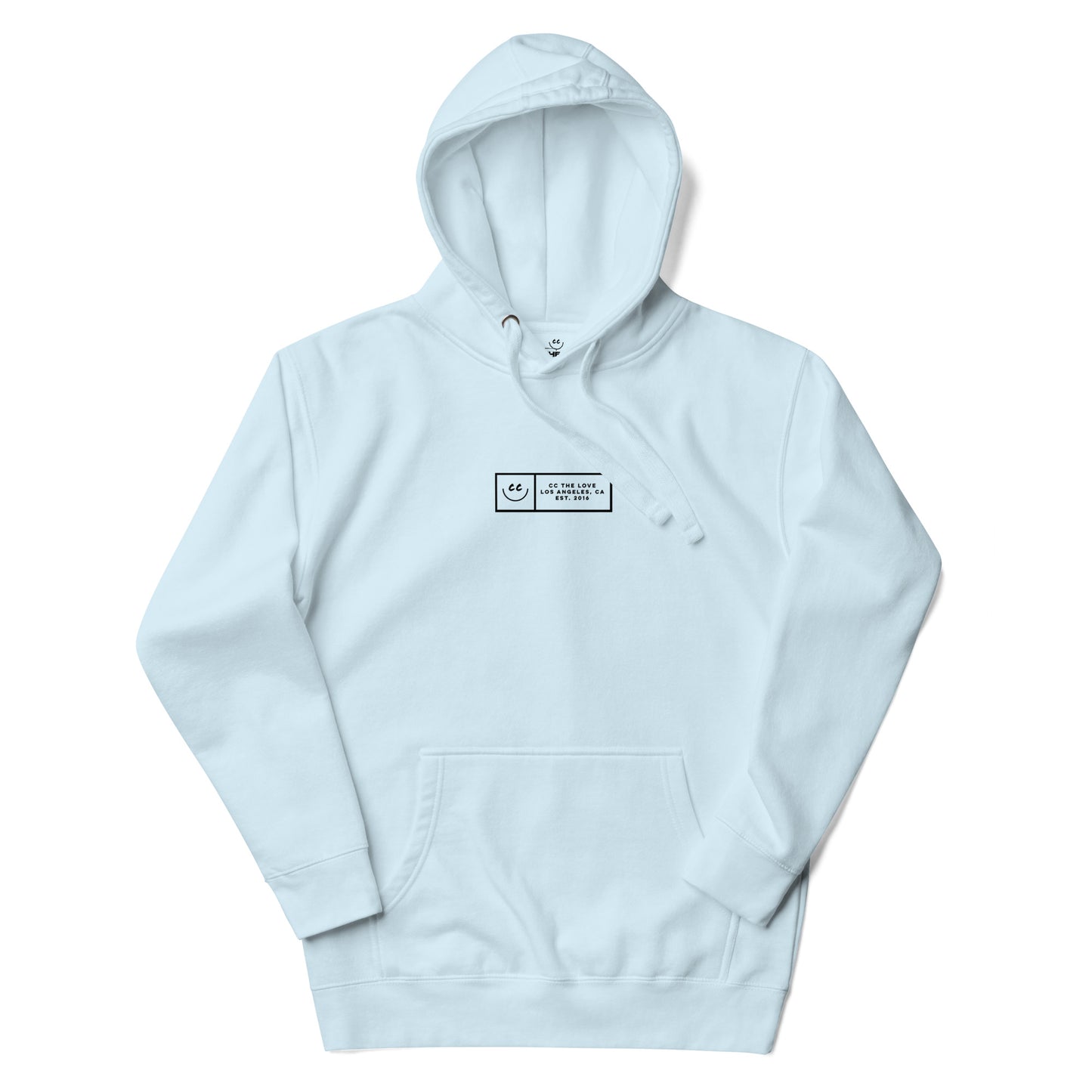 Boxed Smile Fleece in Sky Blue - Hoodie