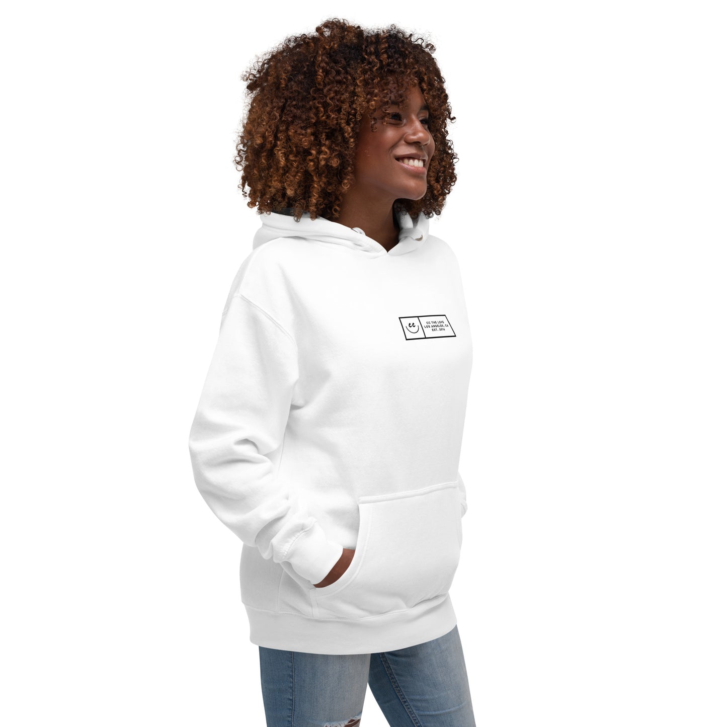 Boxed Smile Fleece in White - Hoodie