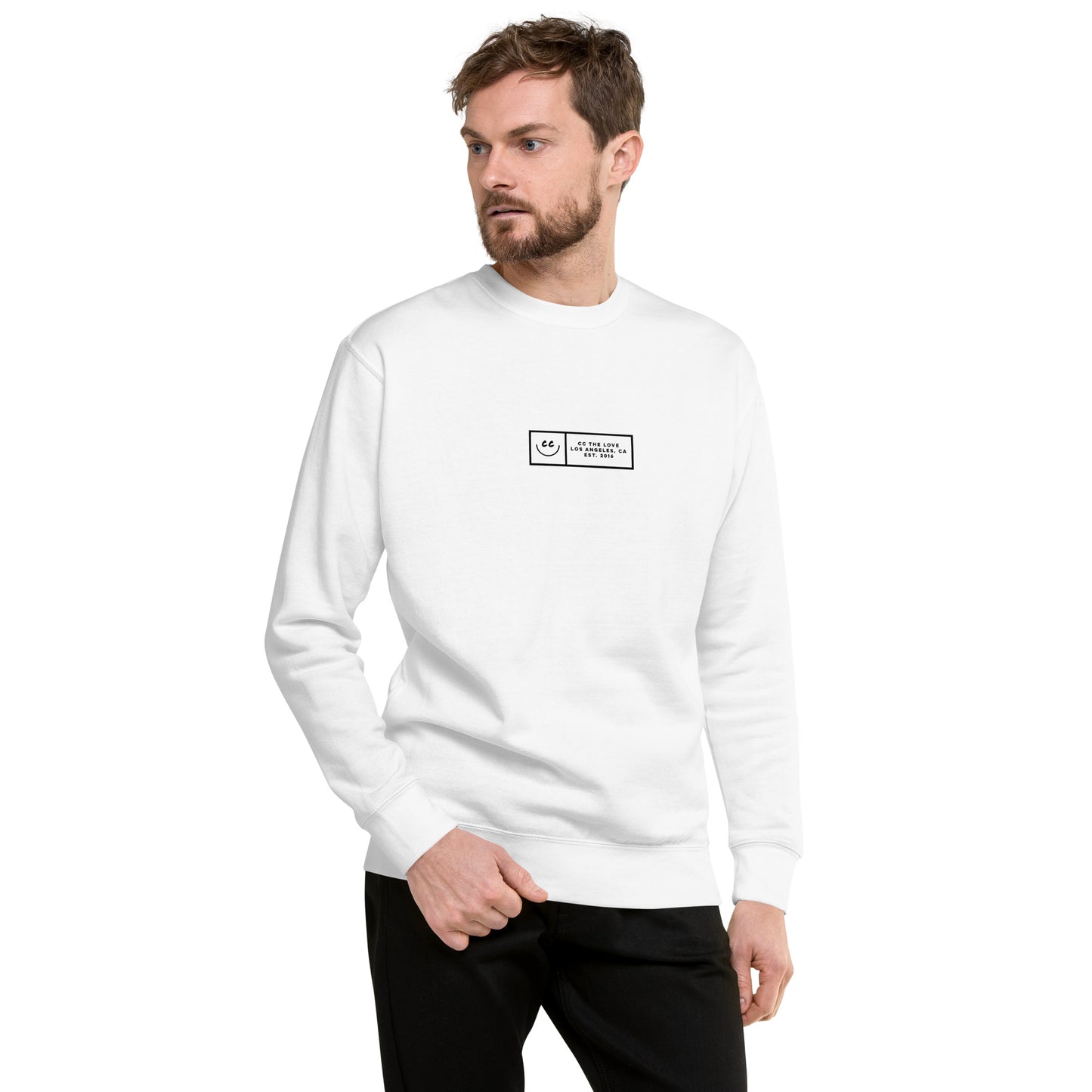 Boxed Smile Fleece in White - Sweatshirt