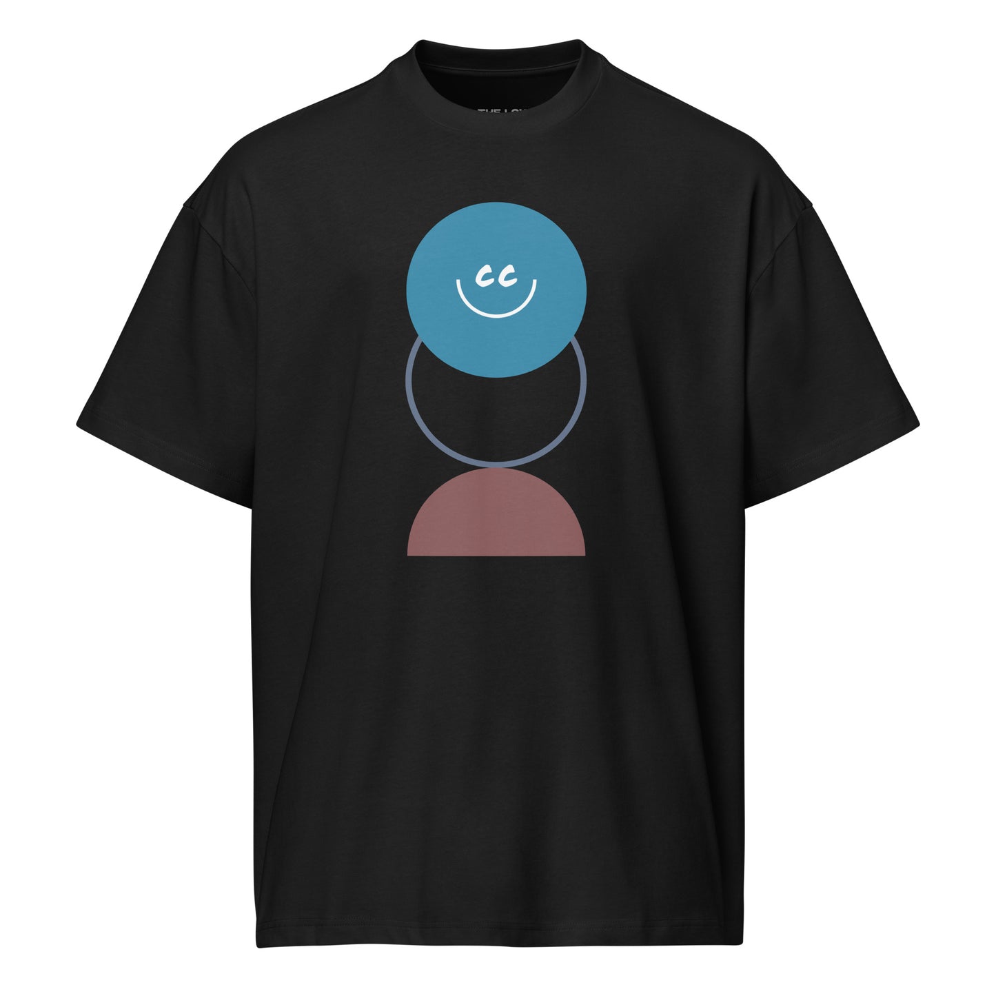 Award Season black oversized t-shirt featuring a trophy-inspired geometric design with the CC smile at the top.