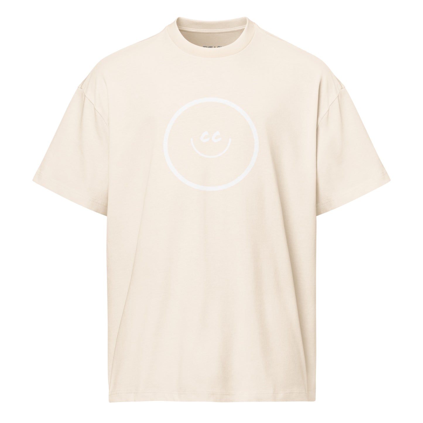 El Primer vintage white relaxed t-shirt featuring a smile face with 'cc' eyes by CC THE LOVE.