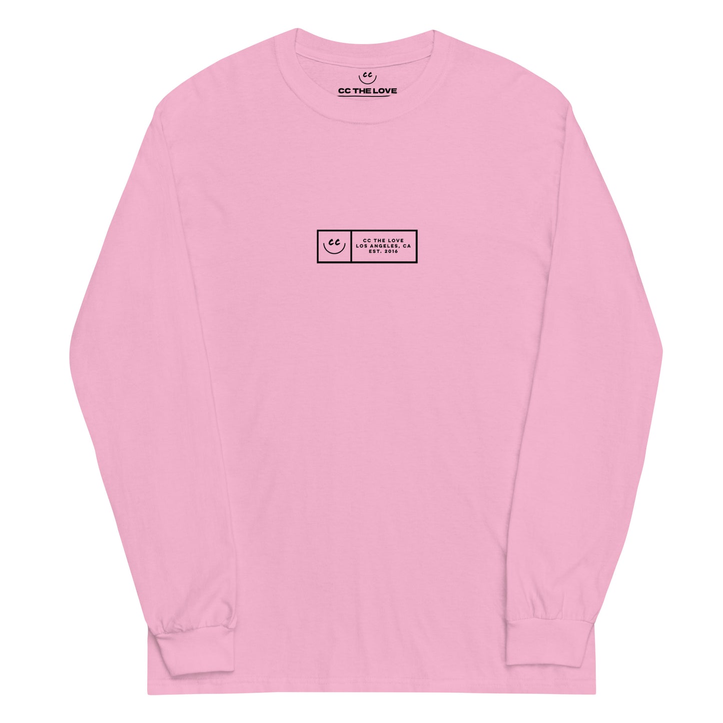 Boxed Smile Tee in Pink - Long Sleeve
