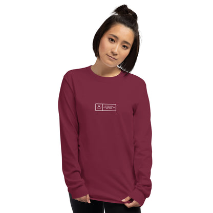 Boxed Smile Tee in Maroon - Long Sleeve