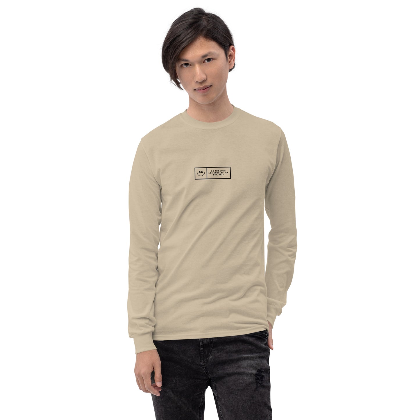 Boxed Smile Tee in Sand - Long Sleeve