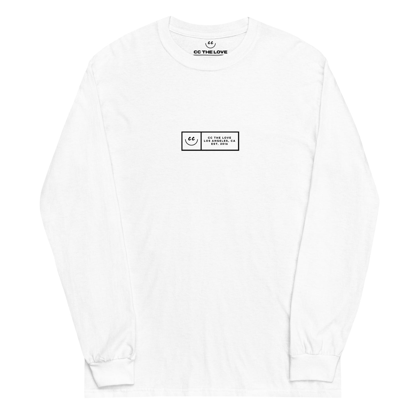 Boxed Smile Tee in White - Long Sleeve