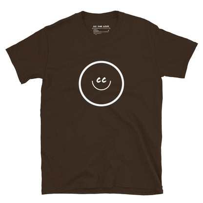 Dark Chocolate t-shirt with Smile Icon in white, minimalist design in the middle.