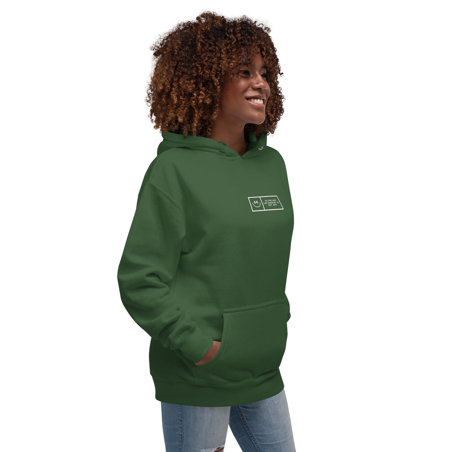 Boxed Smile Fleece in Forest Green - Hoodie